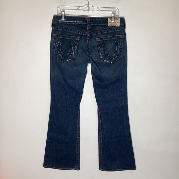 True Religion Womens Bobby Boot Cut Distressed Denim Jeans Blue Size 31 - Picture 3 of 9